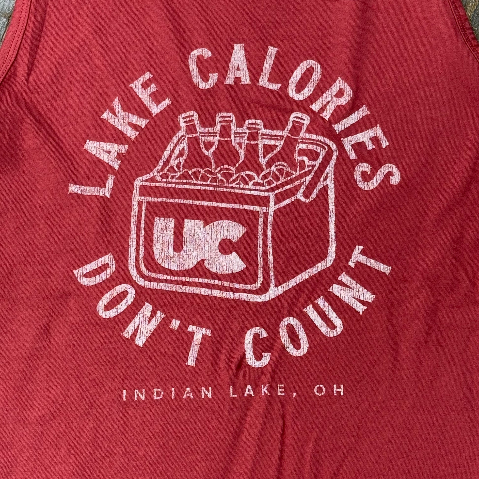 Lake Calories Indian Lake OH Red Graphic Designer Tank