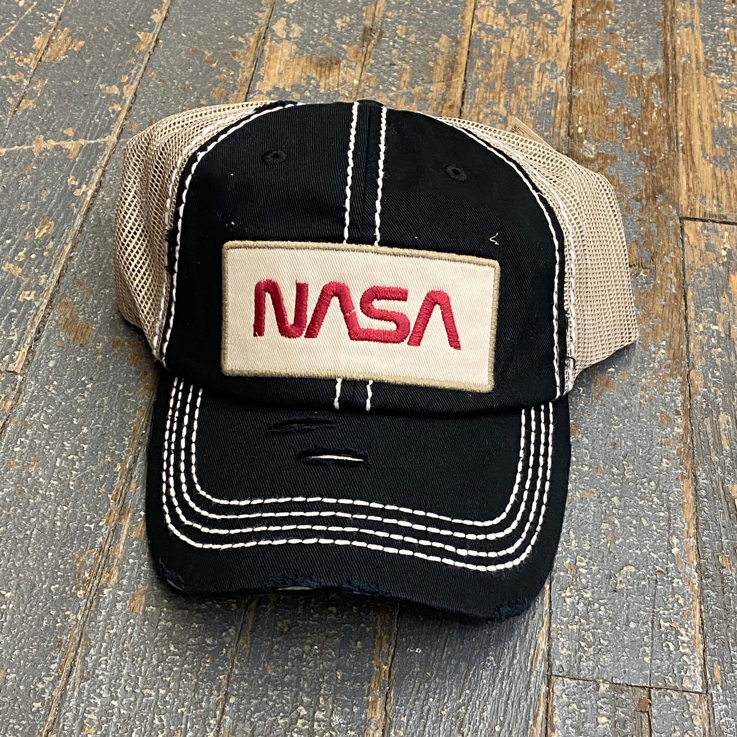 NASA Rugged Black Embroidered Ball Cap