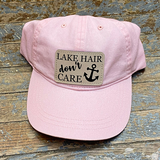 Lake Hair Don't Care Leather Patch Faded Ball Cap Pink