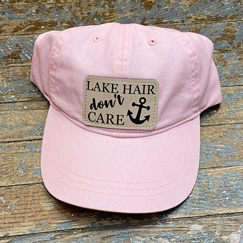Lake Hair Don't Care Leather Patch Faded Ball Cap Pink