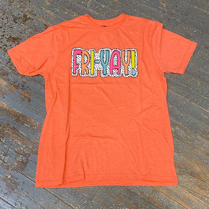 Fri-Yay Short Sleeve T-Shirt Coral Graphic Designer Tee