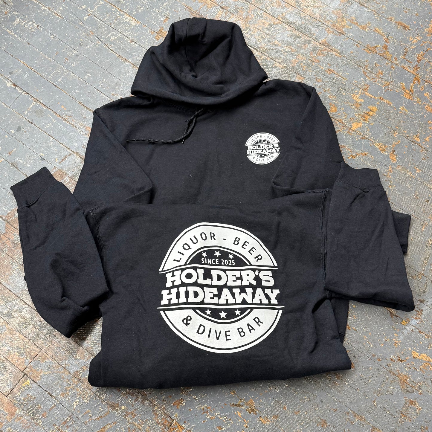 Holders Hideaway Logo Black Hoody Graphic Designer Sweatshirt