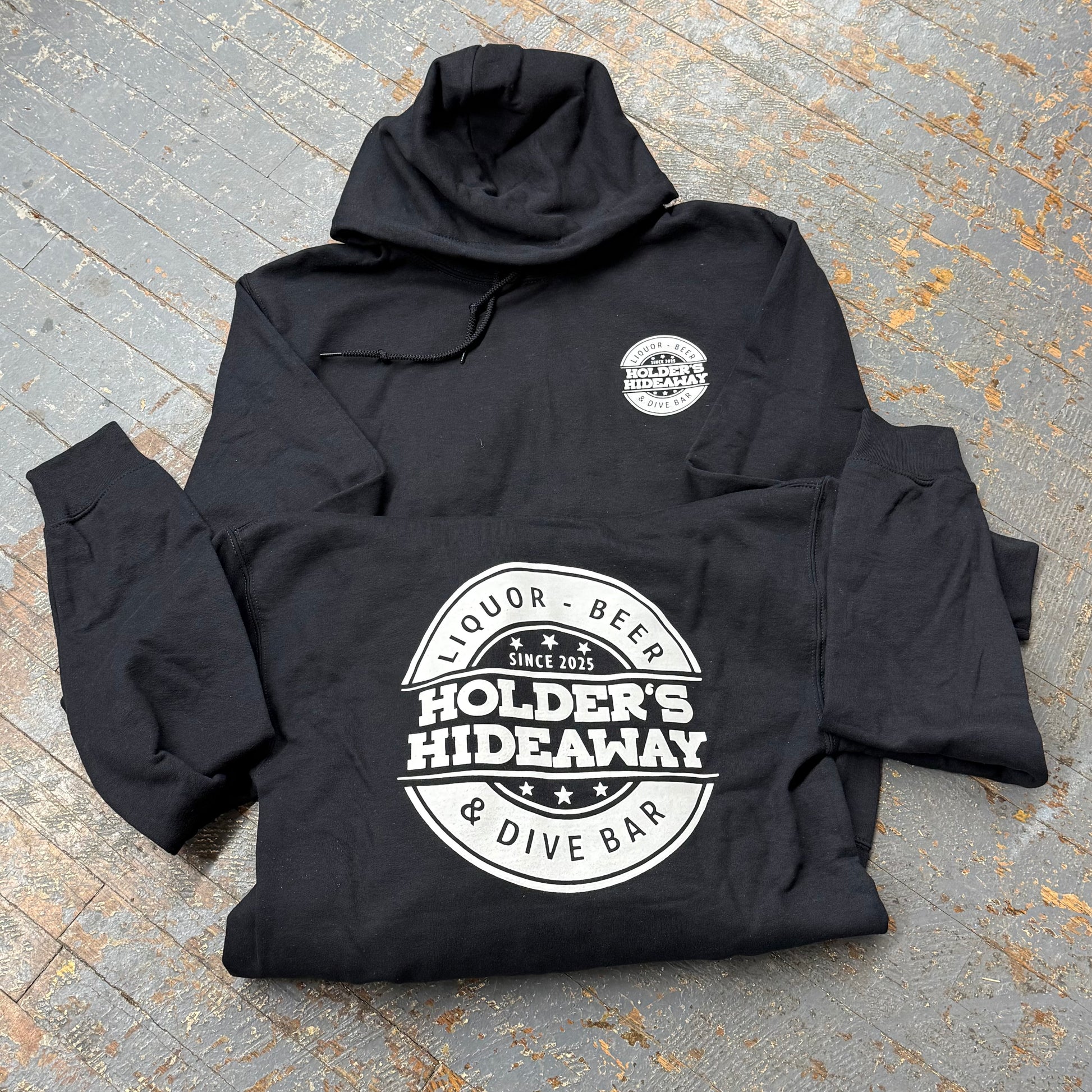 Holders Hideaway Logo Black Hoody Graphic Designer Sweatshirt