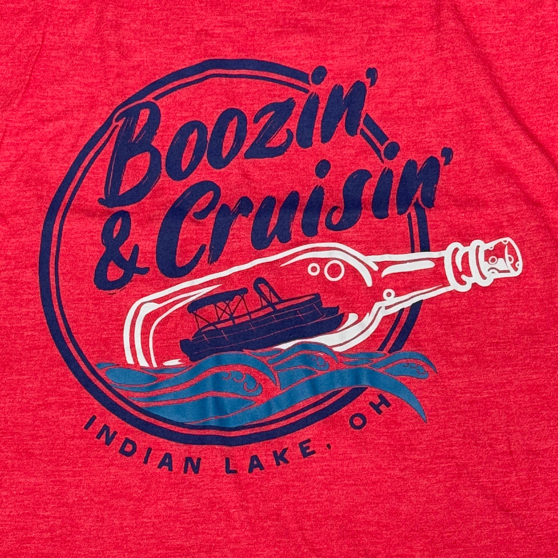 Boozin' Cruisin' Indian Lake OH Red Graphic Designer Ladies Tank