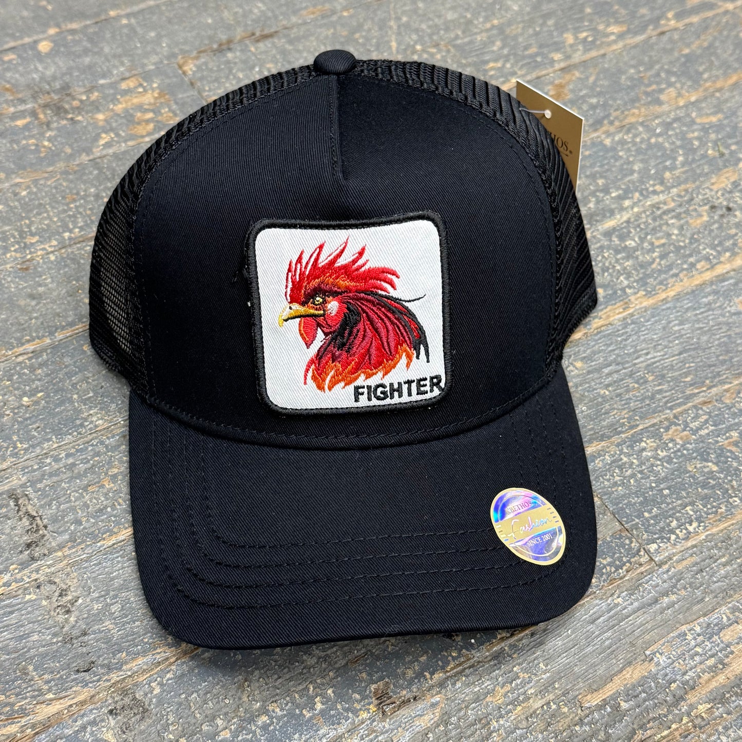 Cock Fighter Patch Black Trucker Ball Cap