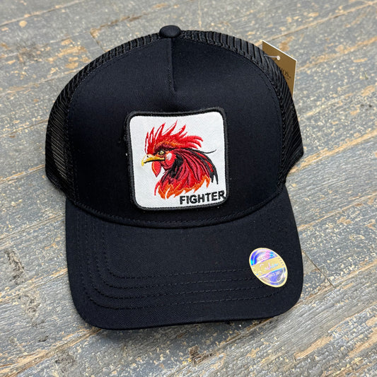 Cock Fighter Patch Black Trucker Ball Cap