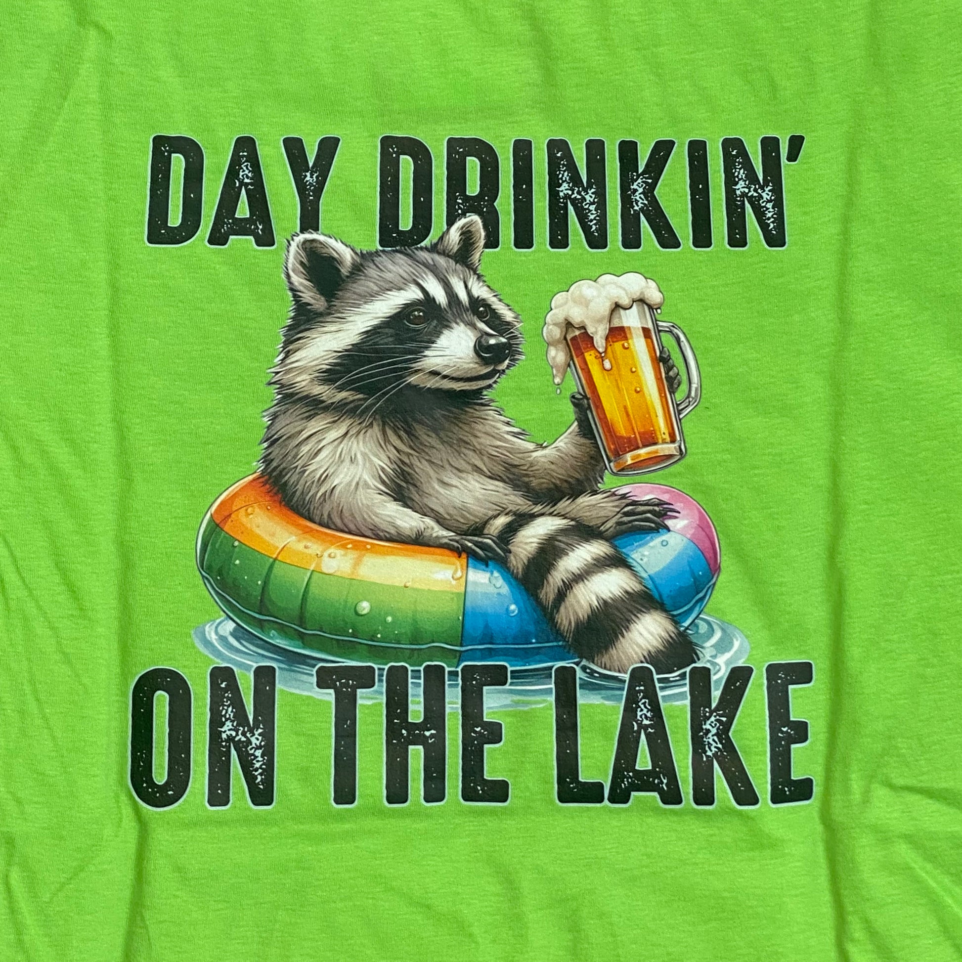 Day Drinkin Short Sleeve T-Shirt Lime Green Graphic Designer Tee