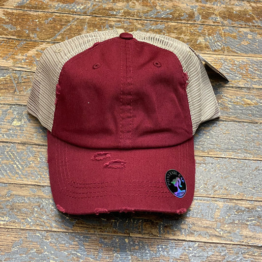 Ponytail Cap Rugged Pony Tail Ball Cap Burgundy Maroon