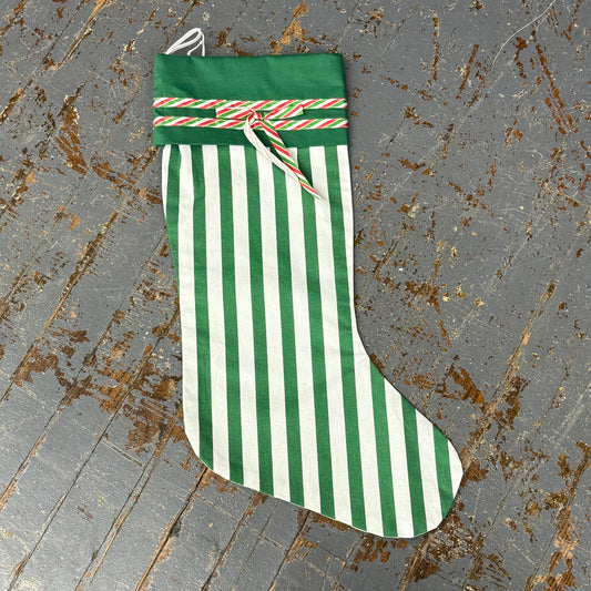 Handcrafted Holiday Stocking Green Stripe
