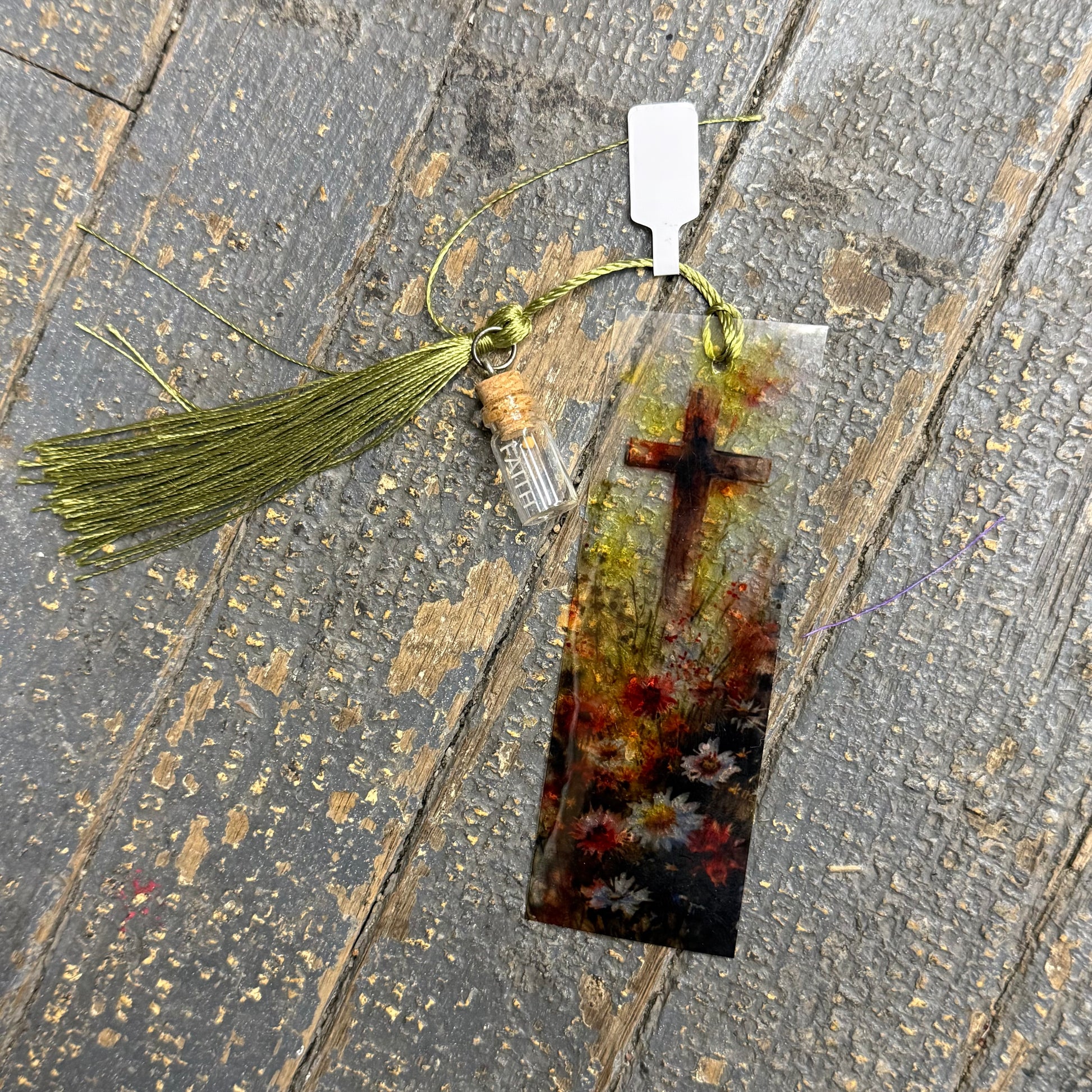 Mustard Seed Faith Tassel Bookmark Floral Cross
