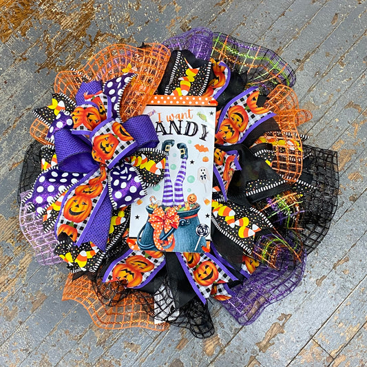 Halloween Want Candy Witch Seasonal Holiday Wreath Door Hanger