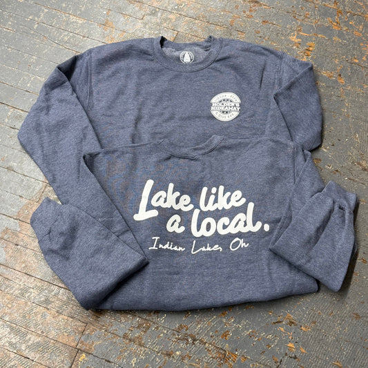 Holders Hideaway Lake Like Local Navy Long Sleeve Crew Neck Graphic Designer Tee