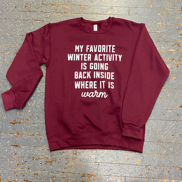 Favorite Winter Activity Back Inside Graphic Designer Long Sleeve Crew Neck Sweatshirt