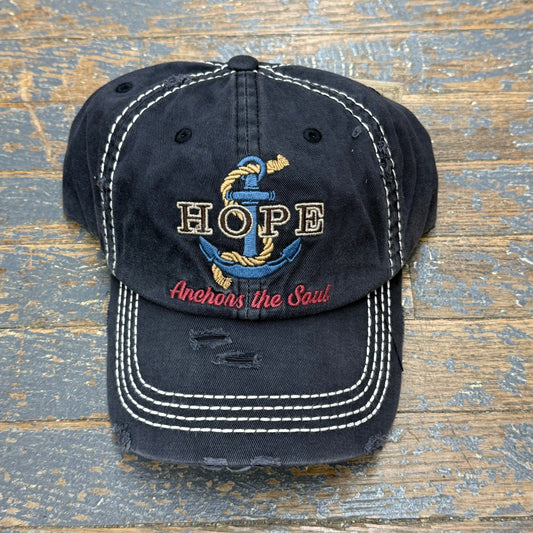 Hope Anchors Soul Rugged Khaki Black Embroidered Ball Cap