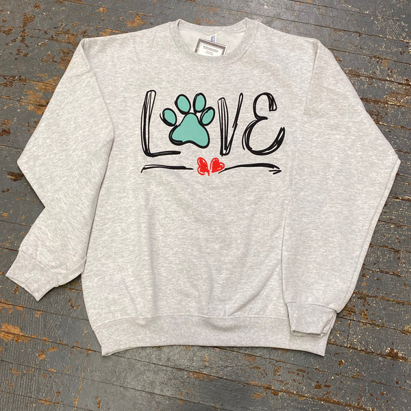 Love Paw Print Graphic Designer Long Sleeve Crew Neck Sweatshirt