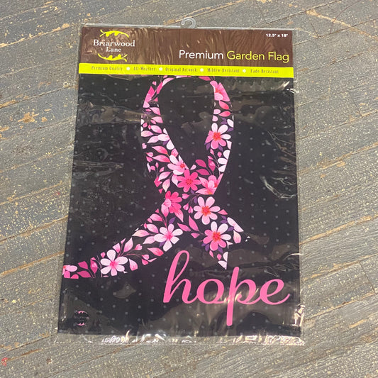 Pink Floral Hope Ribbon Garden Flag