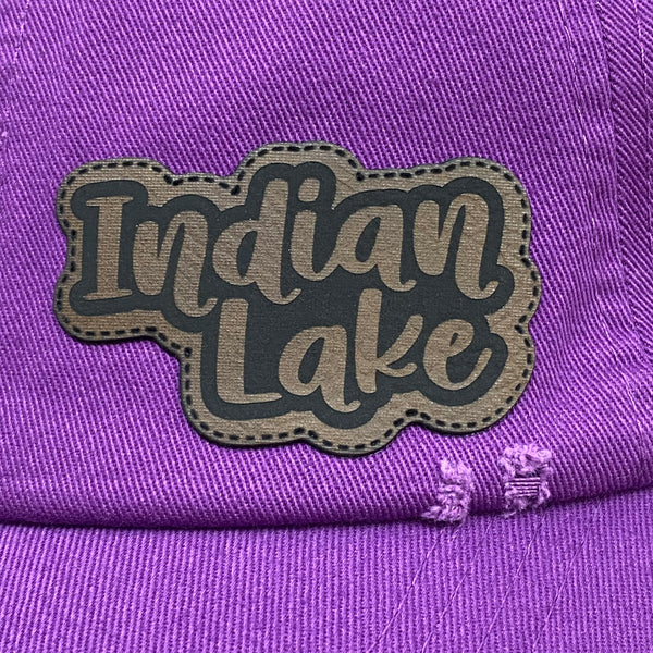 Indian Lake Patch Purple Rugged Ball Cap Hat Brown