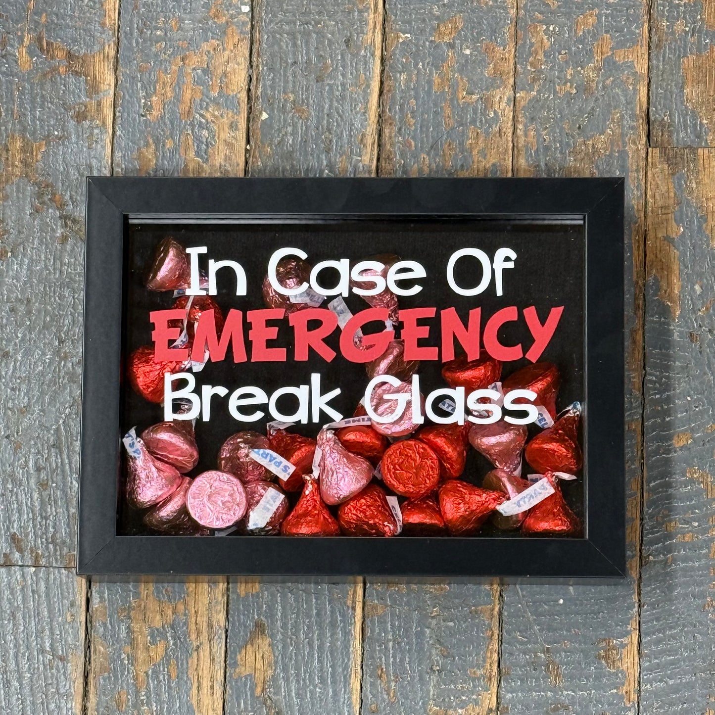 Shadow Box Sign Break Glass Emergency Heart Kiss Candy