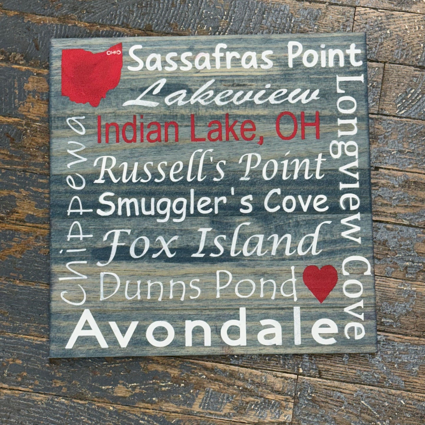 Indian Lake Ohio Destination Sign Island Coves Blue