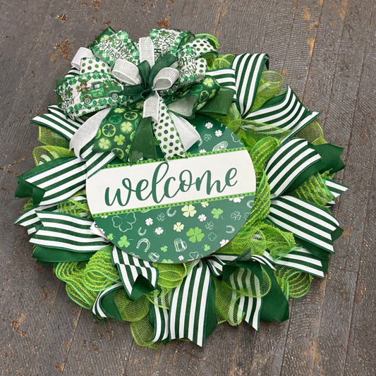 Welcome St Patrick's Day Seasonal Holiday Wreath Door Hanger