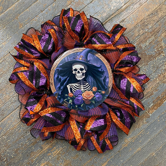 Halloween Skeleton Witch Seasonal Holiday Wreath Door Hanger