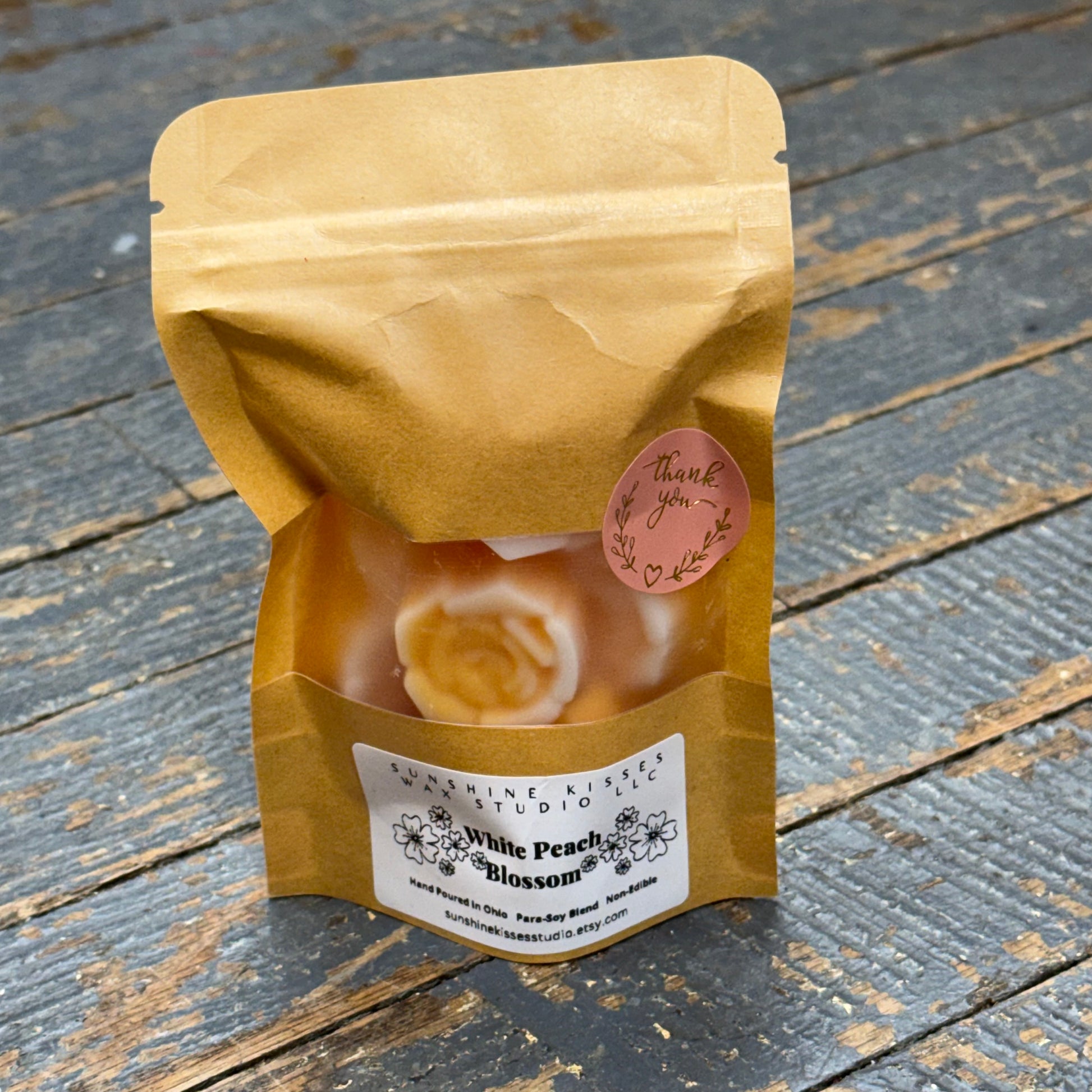 White Peach Blossom Sunshine Kisses Melt Bar Tin Candle