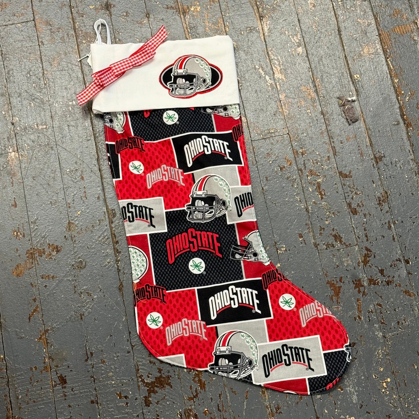 Handcrafted Holiday Stocking Ohio State Buckeyes Brutus Football