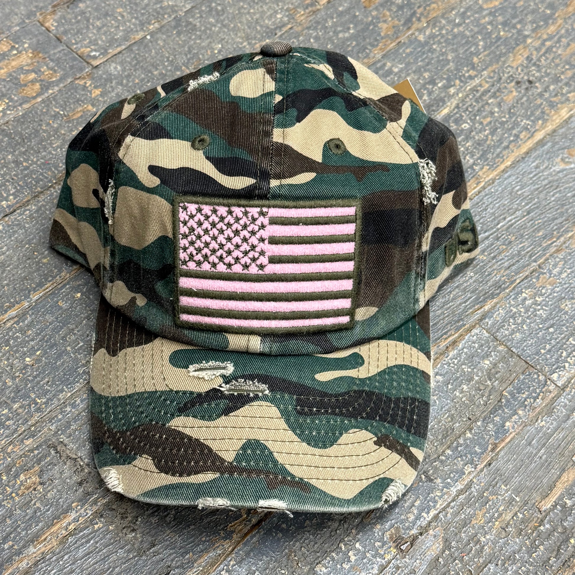 American Flag Patch Military Camo Pink Embroidered Ball Cap