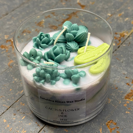 Cactus Flower Jade Sunshine Kisses Melt Bar Three (3) Wick Candle