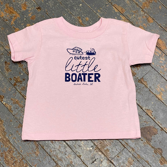 Cutest Little Boater Indian Lake Oh Graphic Designer Short Sleeve Toddler Child T-Shirt Pink