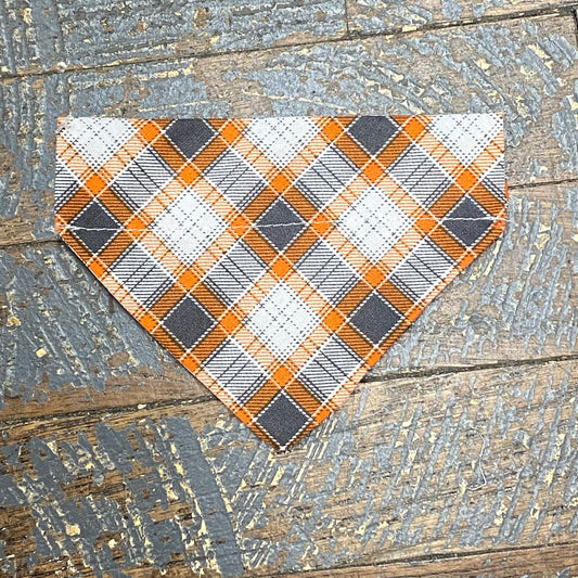 Orange Grey Plaid Dog Collar Pet Bandanna Neck Scarf