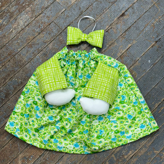 Clothes Complete Holiday Goose Outfit Green Floral Flowers Dress and Hat Costume