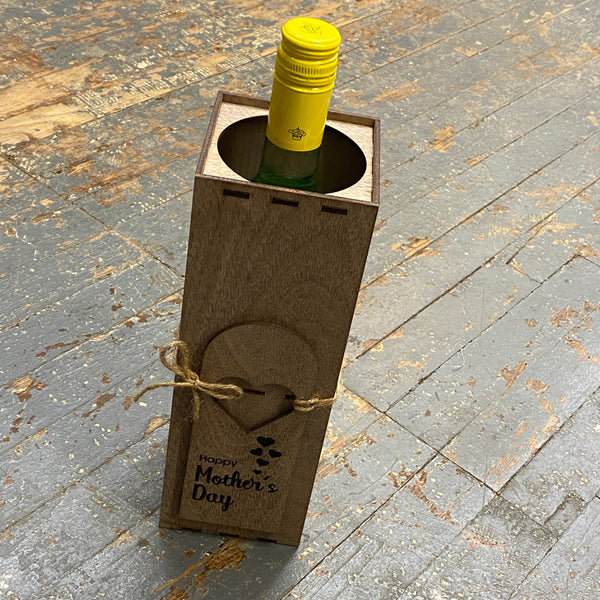 Wine Bottle Flower Vase Laser Engraved Dimensional Wood Box Happy Mothers Day Tag
