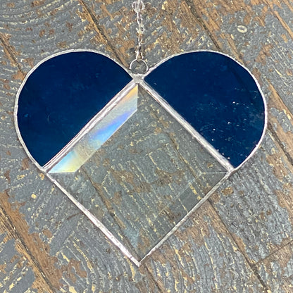 Stained Glass Sun Catcher Ornament Heart Large Blue