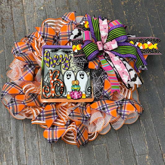 Halloween Hey Boo Ghost Seasonal Holiday Wreath Door Hanger