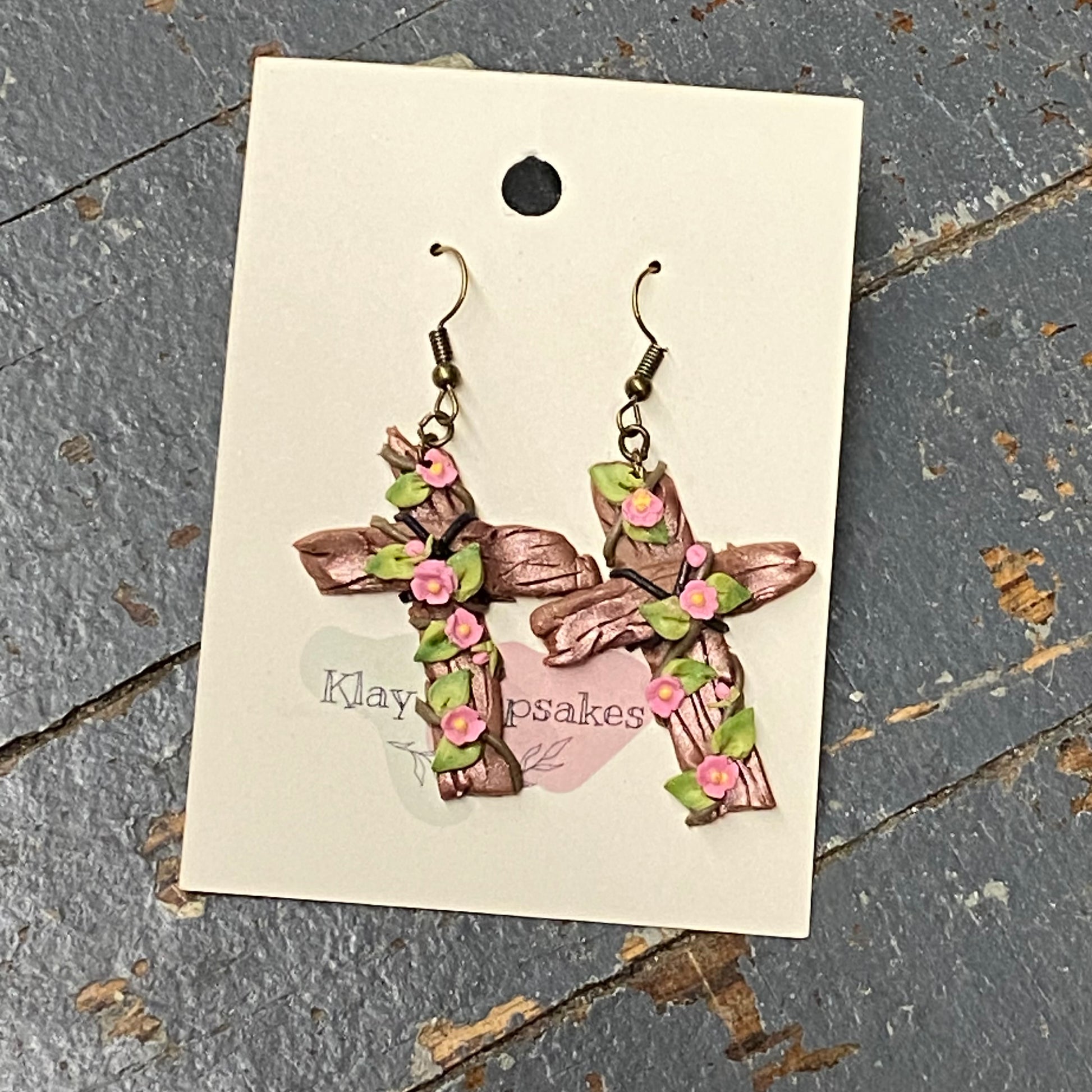 Clay Easter Cross Dangle Earring Set