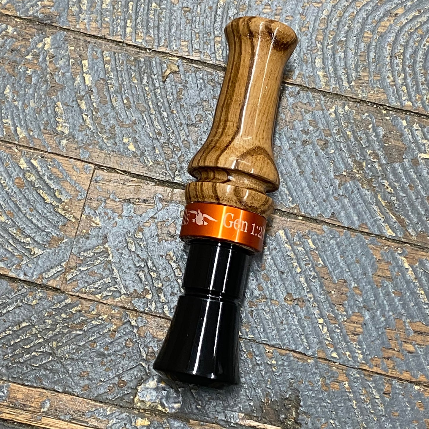 Genesis Game Calls Goose Call #10 Zebra Wood Orange Metal Ring