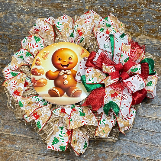 Gingerbread Christmas Seasonal Holiday Wreath Door Hanger