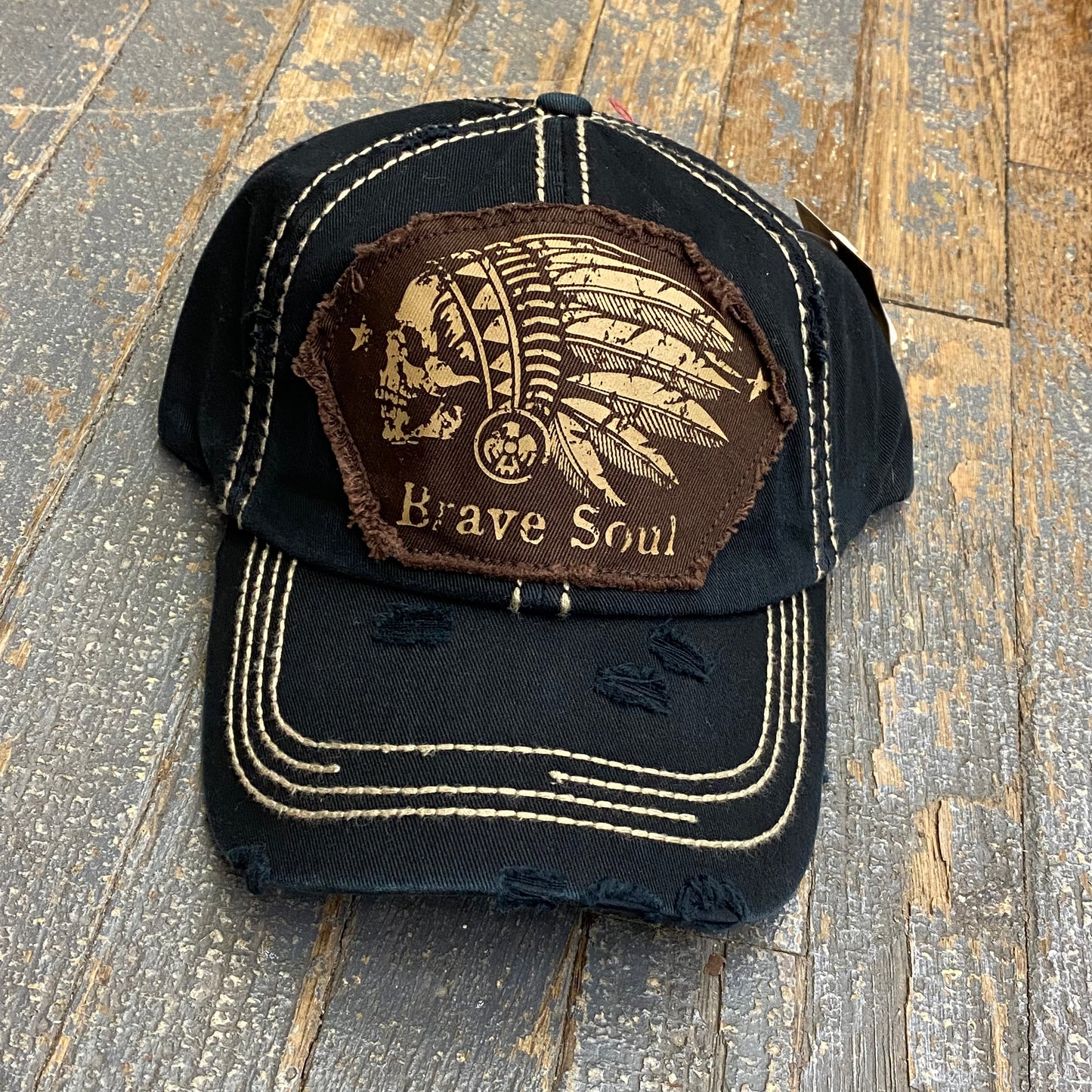 Brave Soul Indian Head Patch Black Ball Cap