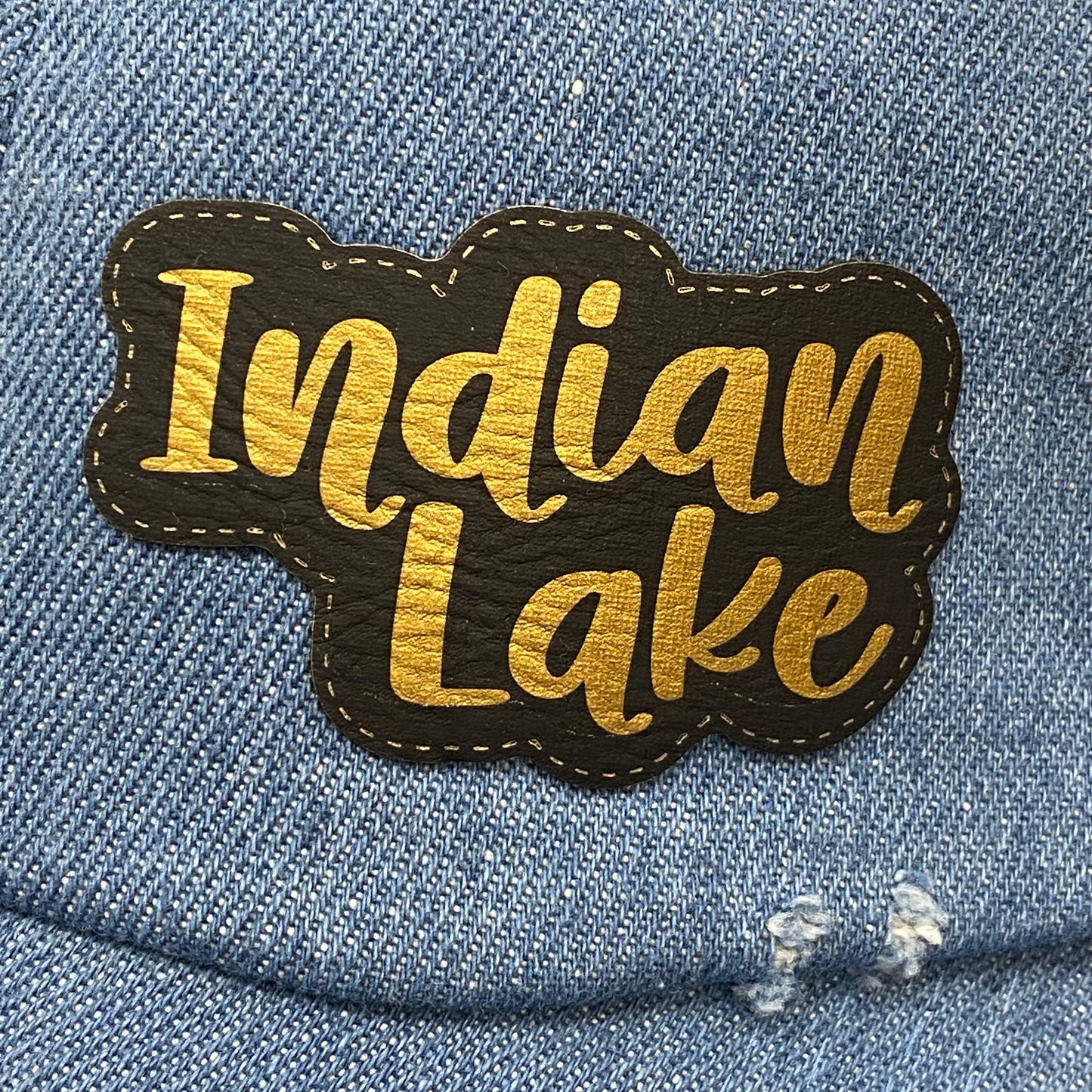 Indian Lake Patch Denim Rugged Ball Cap Hat Bronze