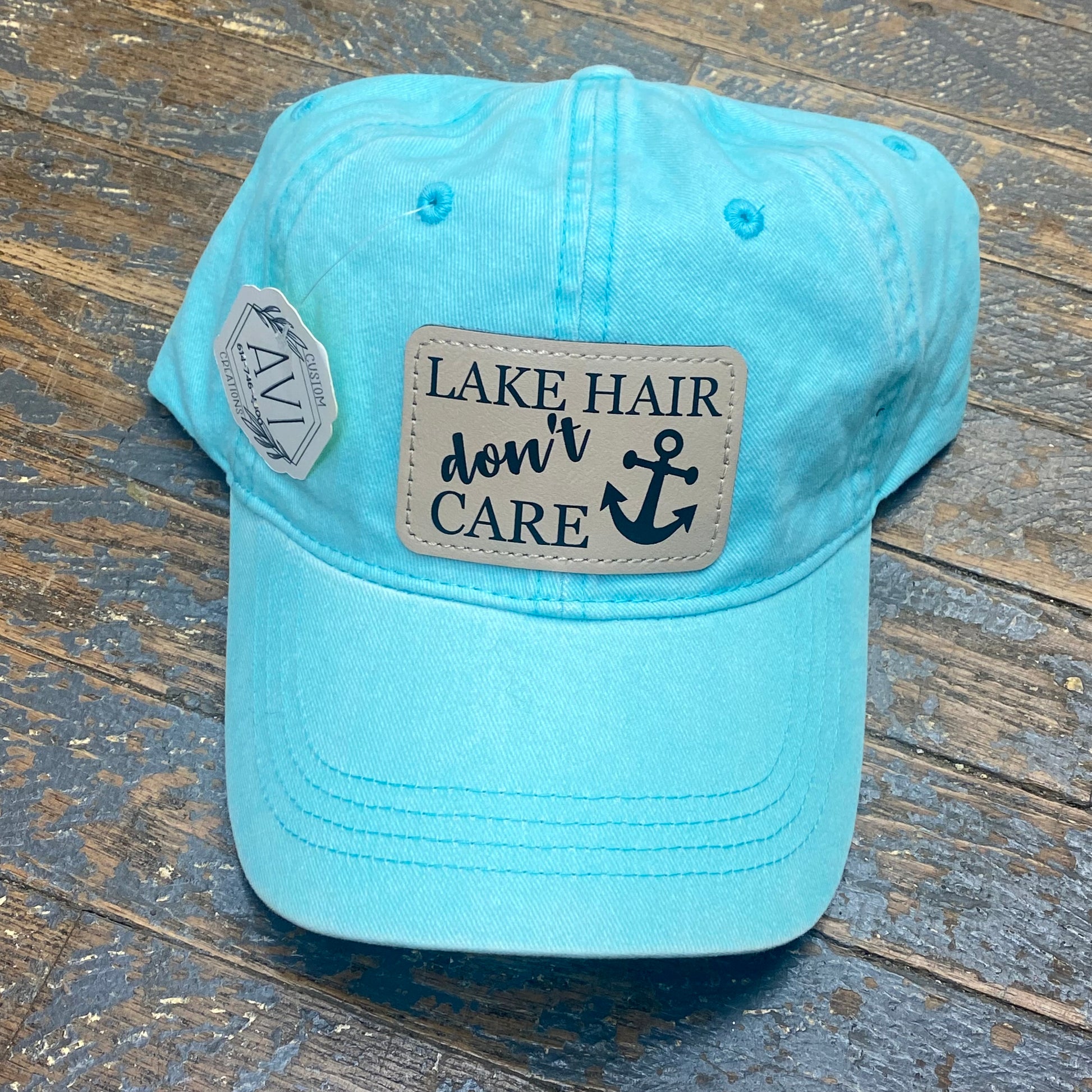 Lake Hair Don't Care Leather Patch Faded Ball Cap Aqua Teal