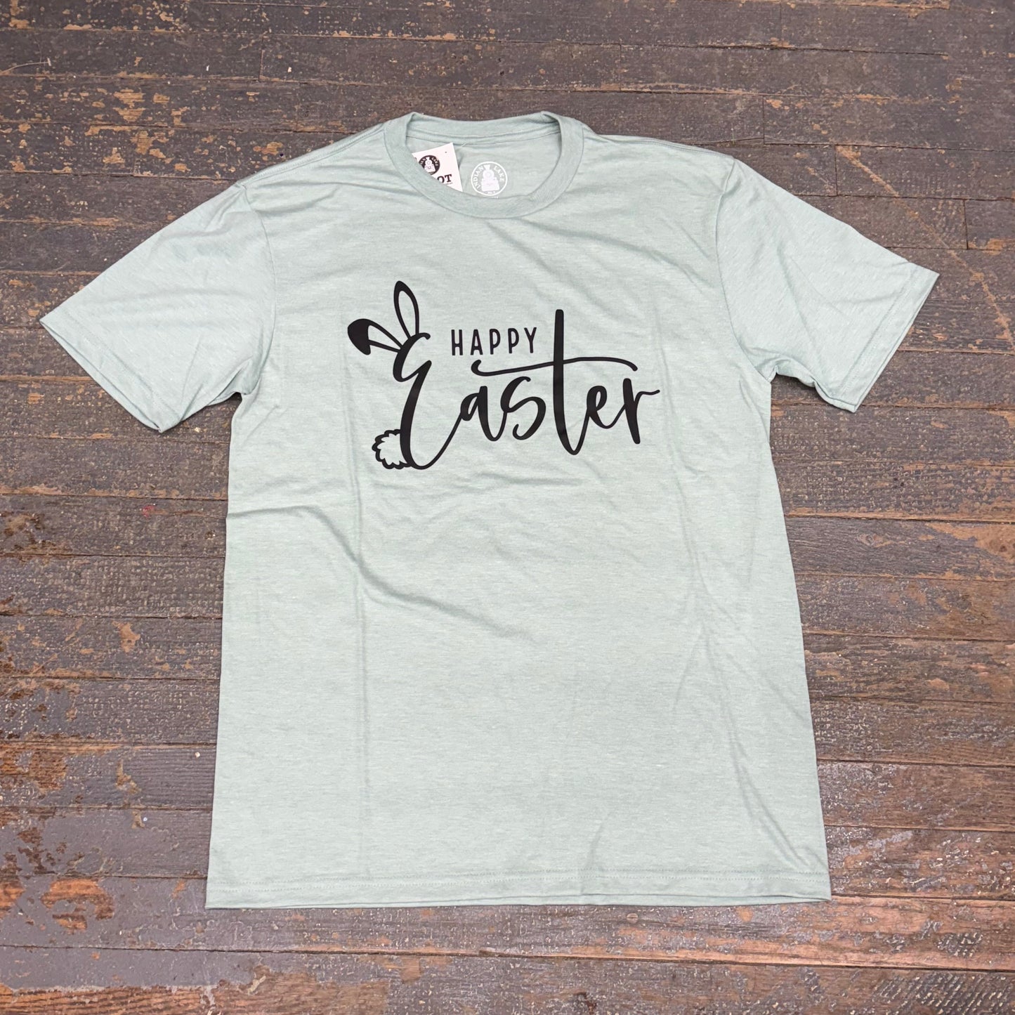 Happy Easter Bunny Rabbit Seafoam Green Graphic Designer Short Sleeve T-Shirt