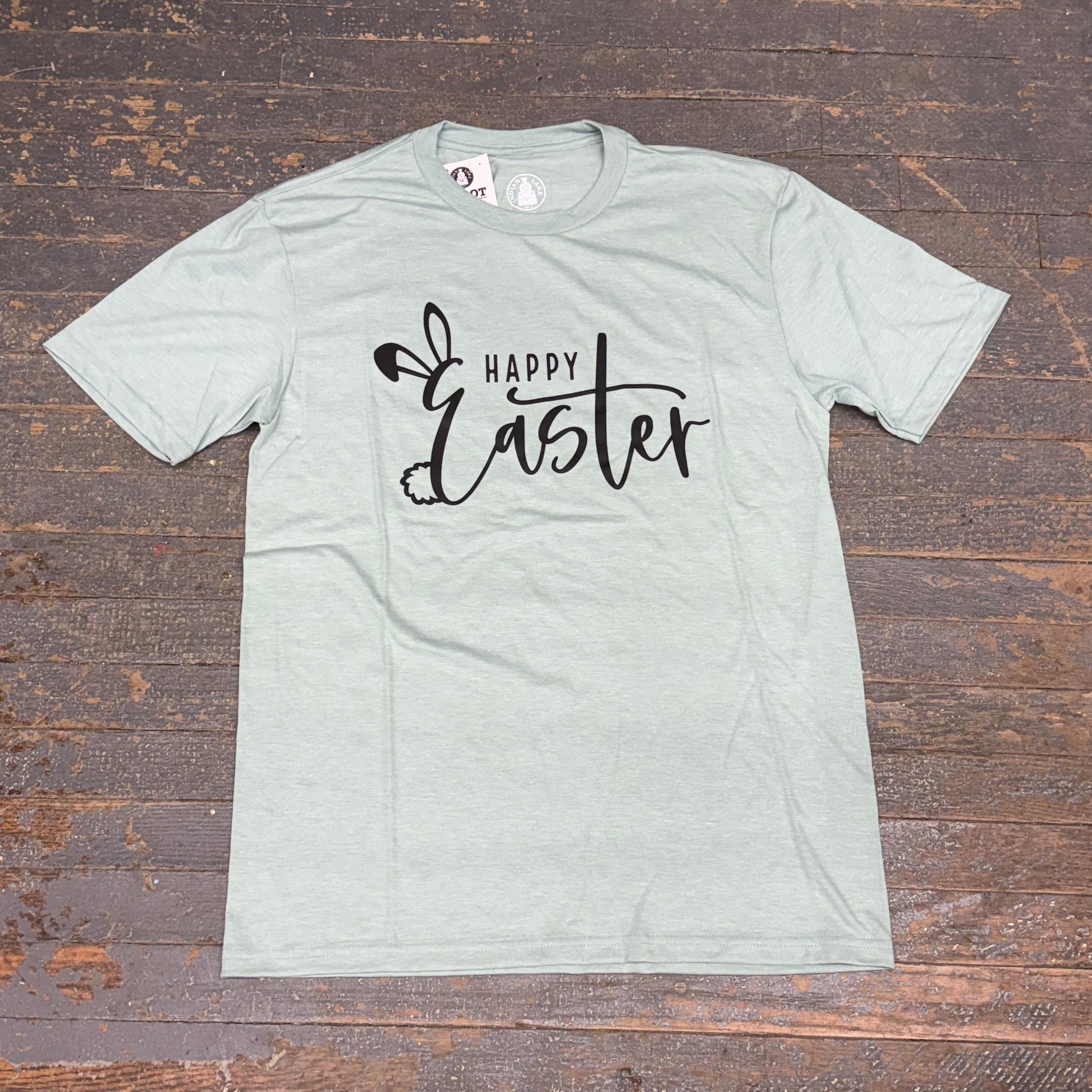 Happy Easter Bunny Rabbit Seafoam Green Graphic Designer Short Sleeve T-Shirt