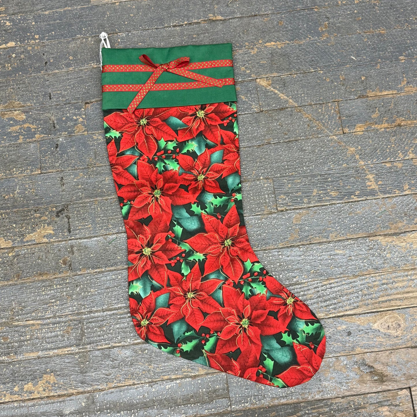 Handcrafted Holiday Stocking Poinsettia