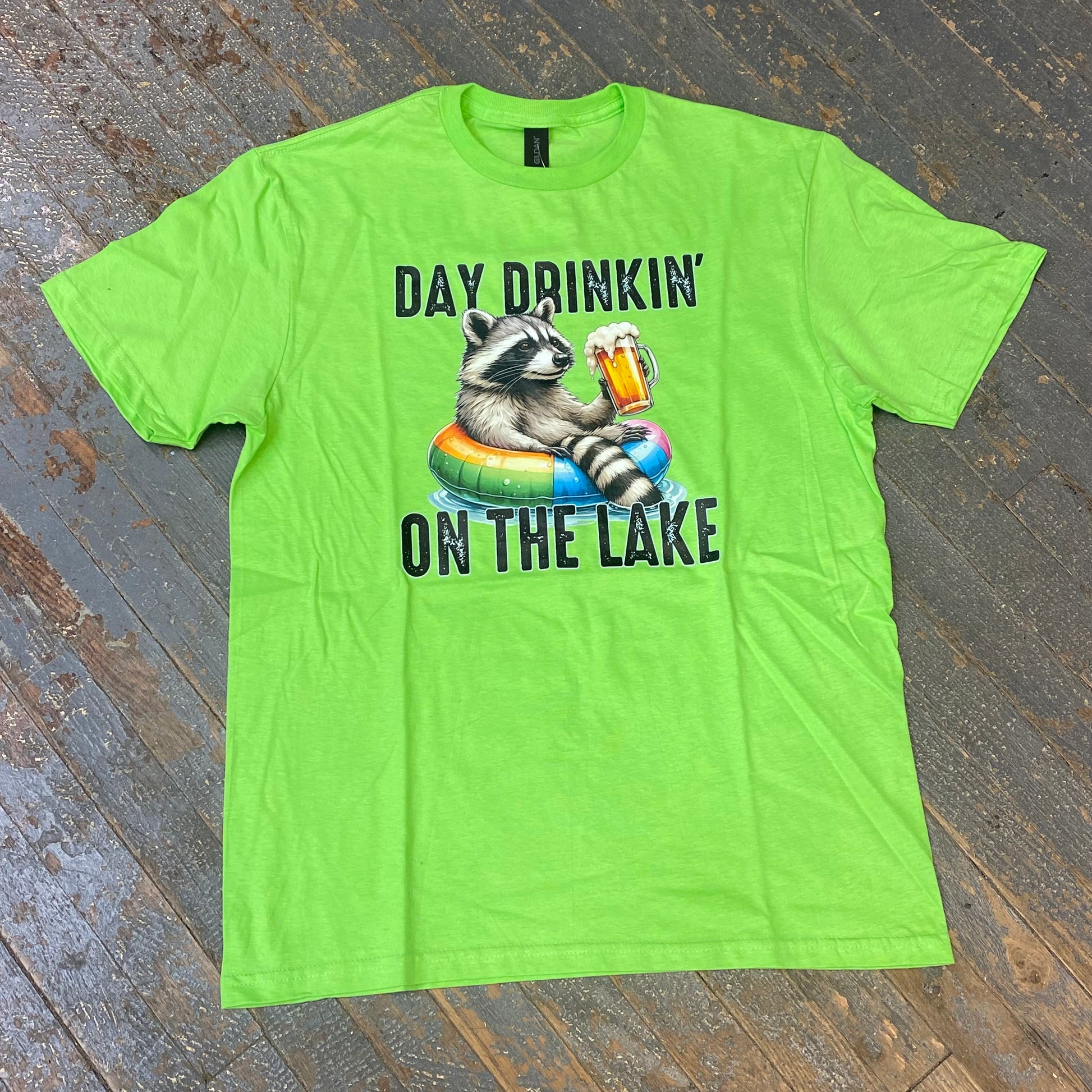 Day Drinkin Short Sleeve T-Shirt Lime Green Graphic Designer Tee