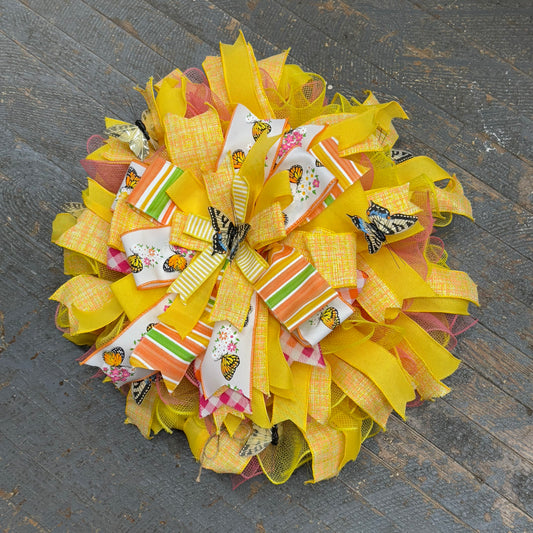 Butterfly Yellow Holiday Wreath Door Hanger