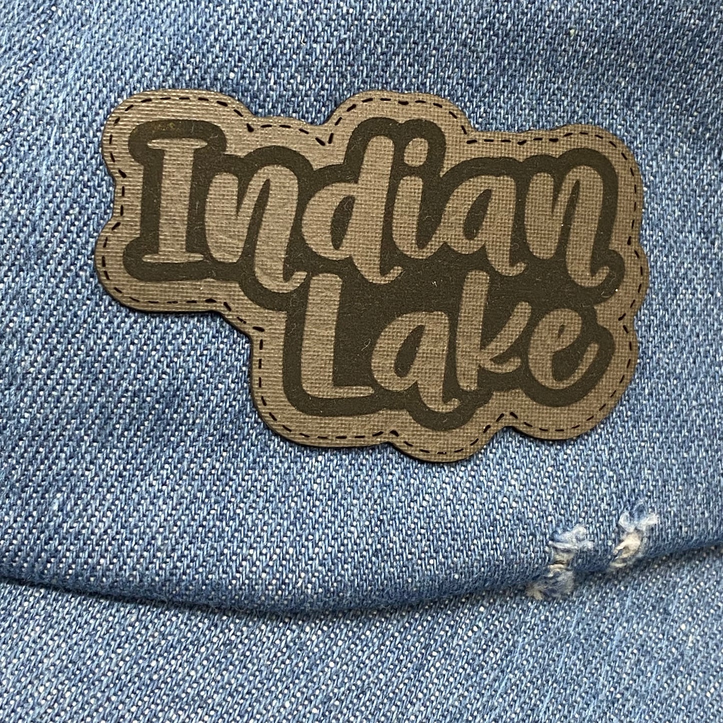 Indian Lake Patch Denim Rugged Ball Cap Hat Grey