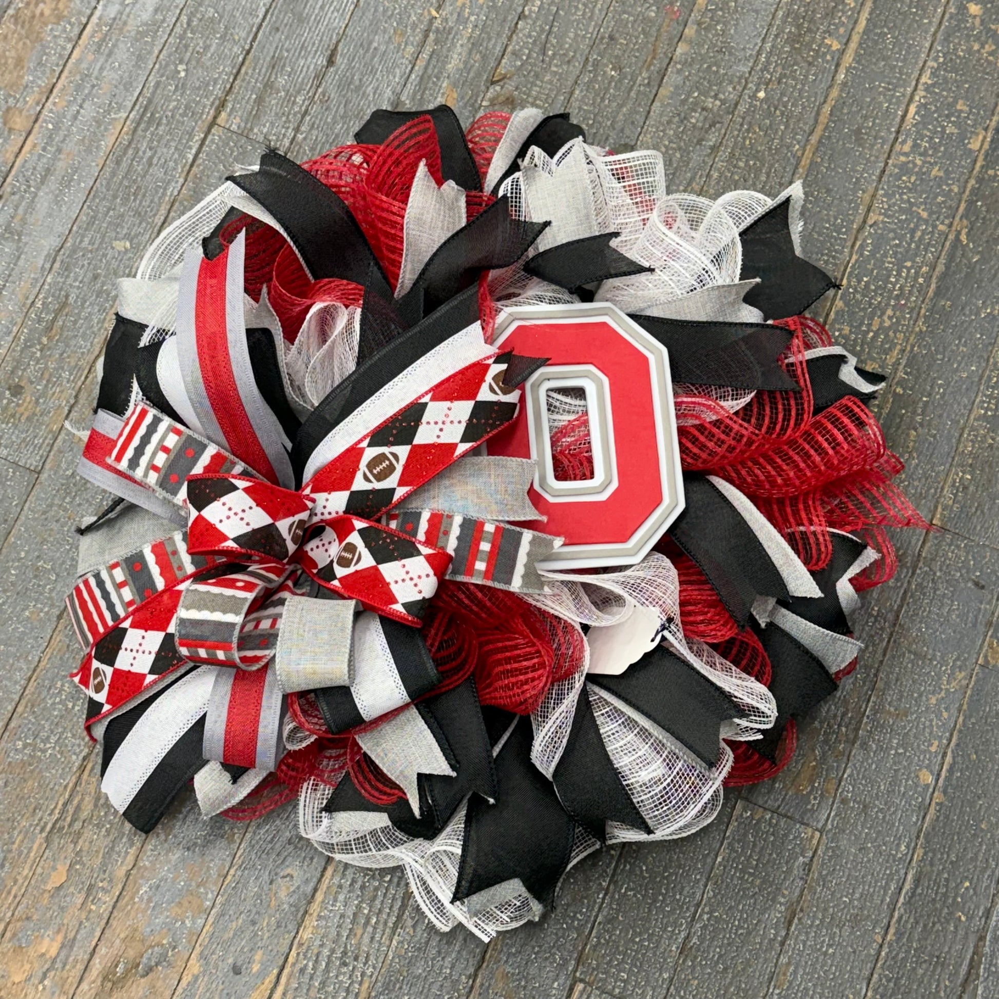 Ohio State Football OSU Block O Buckeye Seasonal Holiday Wreath Door Hanger