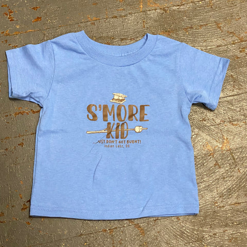 Smore Kid Indian Lake Oh Graphic Designer Short Sleeve Toddler Child T-Shirt Sky Blue