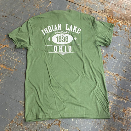 Indian Lake Ohio 1898 Olive Green Graphic Designer Short Sleeve T-Shirt